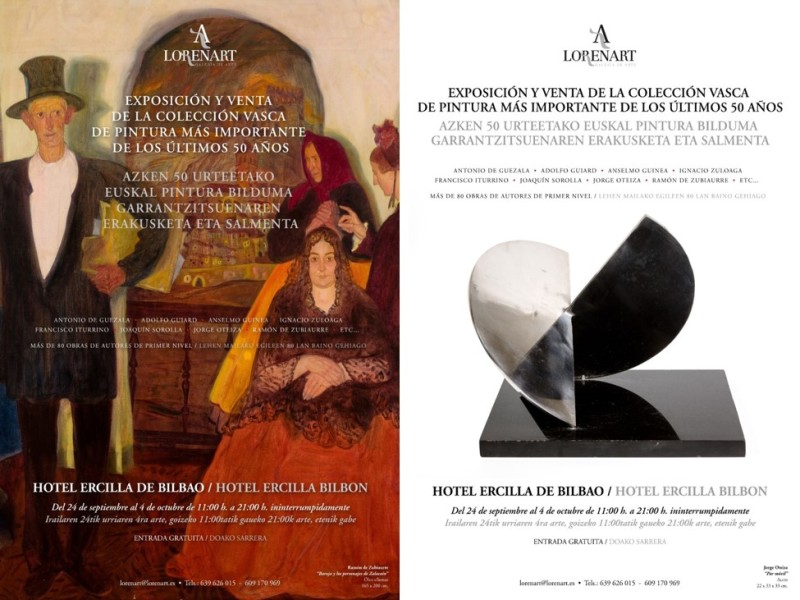 Septiembre 2021. Exposición y venta obras de arte en Hotel Ercilla. Bilbao.